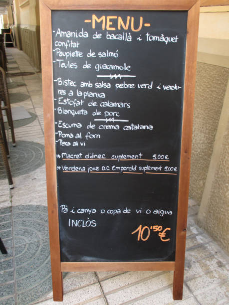istock Restaurant  Slate Menu in Spanish  Outdoor Shot 1440523157