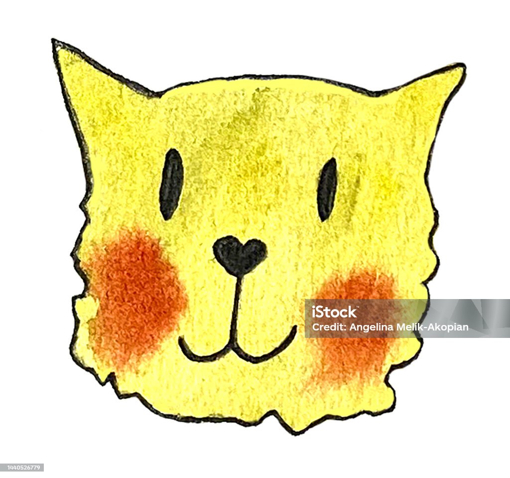 Khuôn Mặt Dễ Thương Của Một Con Mèo Bản Vẽ Màu Nước Nhân Vật Mèo ...