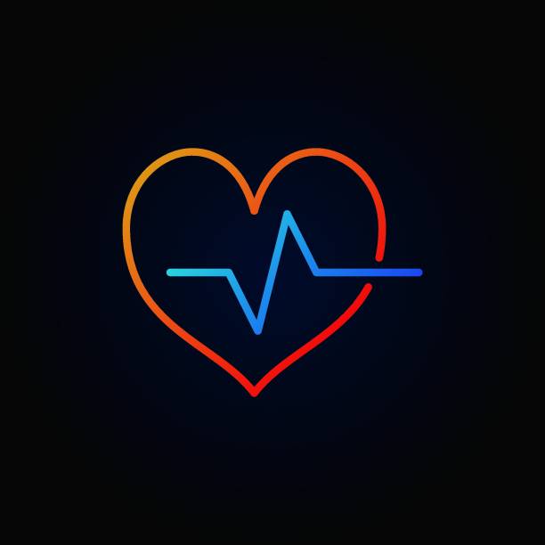 istock Cardiac cycle colored outline icon. Vector bright heartbeat sign 1440527523