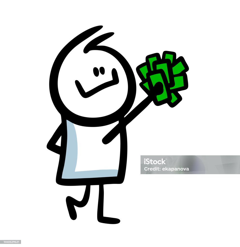 Cậu Bé Người Que Dễ Thương Với Nụ Cười Và Đống Tiền Mặt Hình minh ...