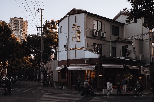 Shangh, China – October 14, 2022: The Old Neighborhoods of Shanghai's Former French Concession