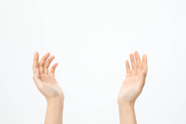 istock Top view of questioning hands isolated on a white background 1440532843