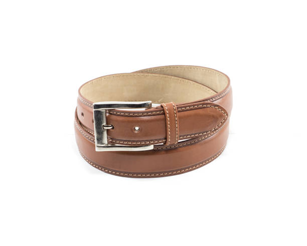 istock Brown leather belt isolated on white background 1440533031