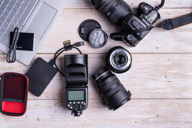 istock Top view of digital photography tools 1440535433