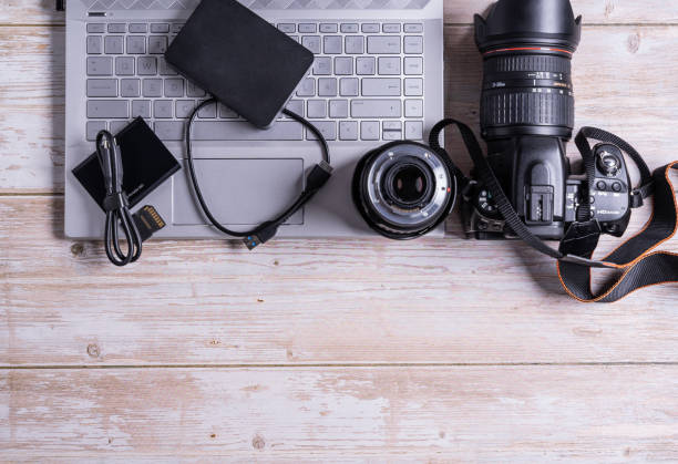 istock Top view of digital photography tools 1440535572