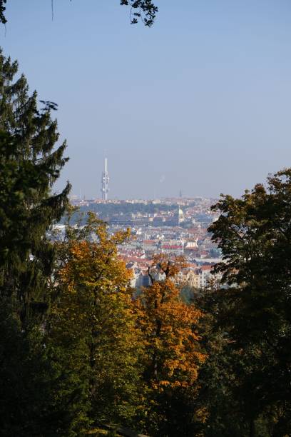 istock Zizkov television tower from strahov park in autumn. 1440535919