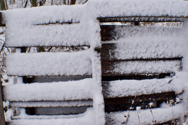 apple crates cover with snow