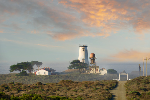 Historic lighthouse on the coastal bluffs