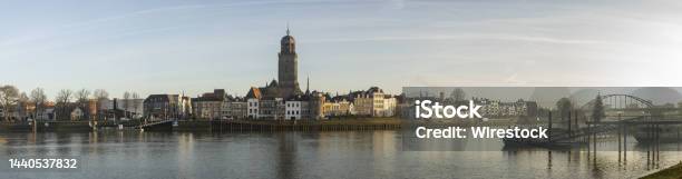 Deventer City At Sunrise With River Ijssel In Front Stock Photo - Download Image Now