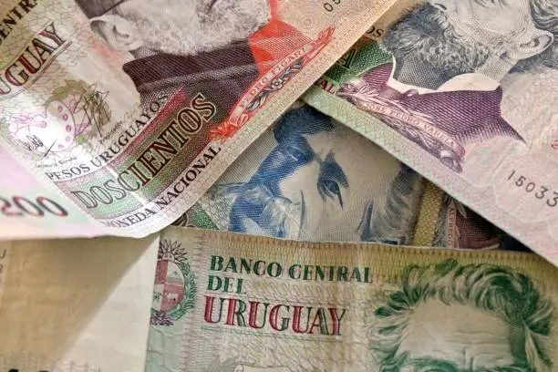 Photo of Uruguayan currency, Alfredo Vasquez Acevedo portrait looking directly to the camera