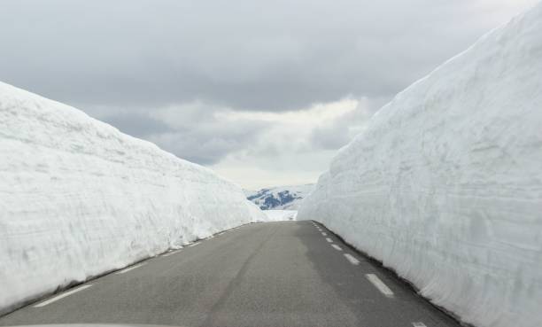 istock Empty road running in a tunnel of snow 1440540309