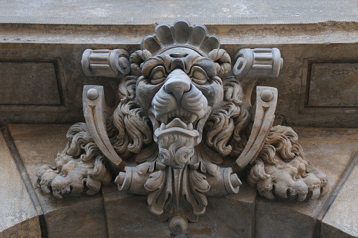 Lion relief over a Dresden gate passage