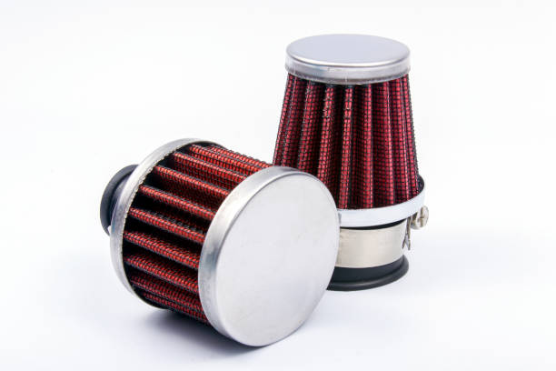 istock Conical chrome air filters with  - tuning accessory on a white background 1440542892