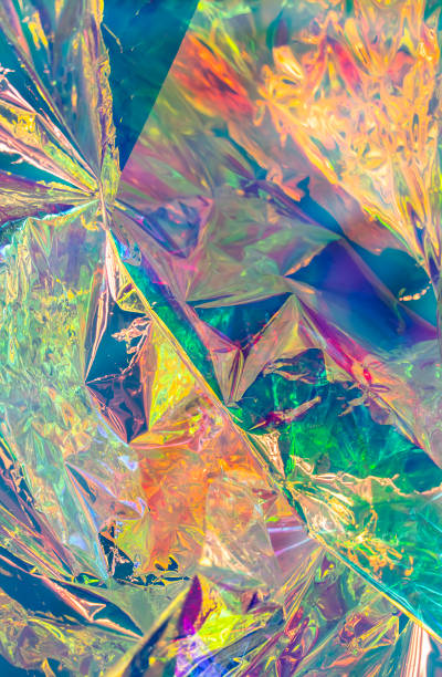 istock Holographic plastic wrinkled film with contrast light reflections 1440543128