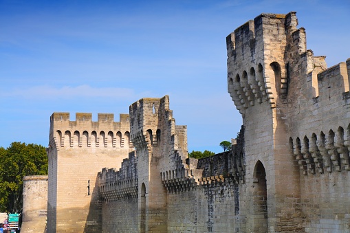 Avignon, France. Medieval city walls - historical cultural heritage of France.