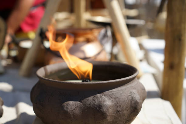 istock Closeup of a fire burning in the old bowl 1440544259