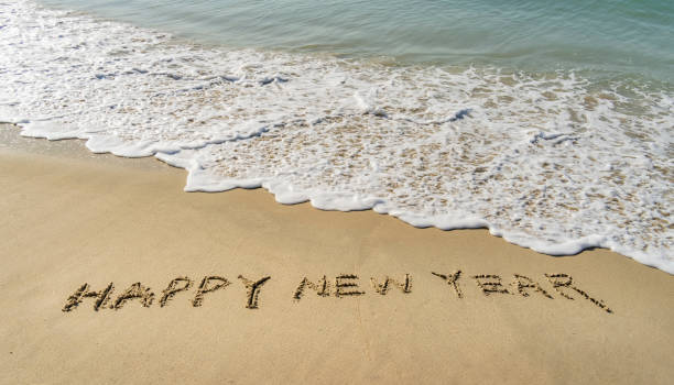 istock happy new year message on the sand beach 1440544799