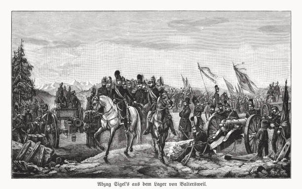 istock Franz Sigel near Baltersweil (1849), wood engraving, published in 1893 1440545857