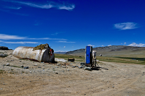 An old gas station in Mongolia