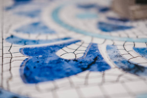 istock Selective focus shot of blue mosaic table 1440546523