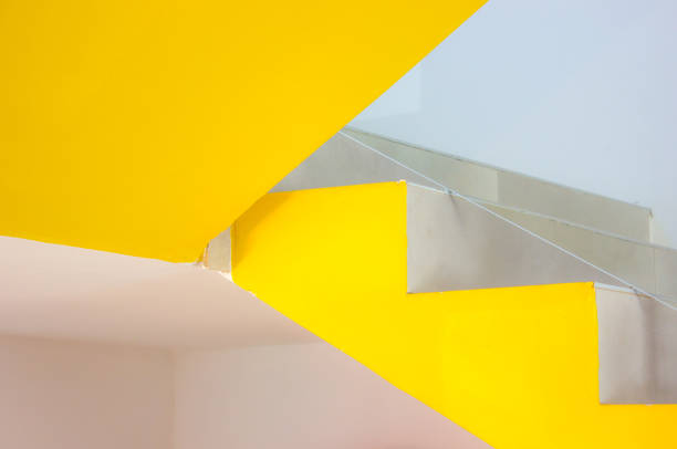 An abstract shot of yellow stairs