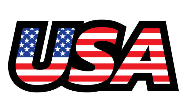 istock USA typography. Text USA national flag style. Independence day concept. 1440552008