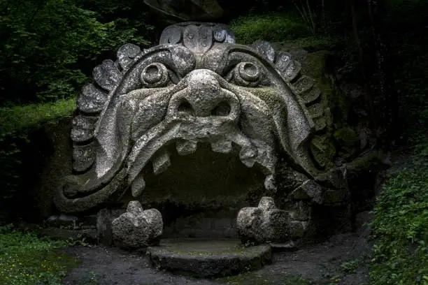 Photo of Face of Proteus at the famous monster park in the municipality of Bomarzo in Italy