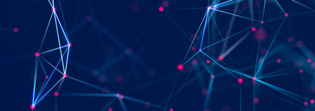 istock Structure of connected lines and dots. Wireframe polygonal elements on a dark background. Science and technology. 3d 1440553156