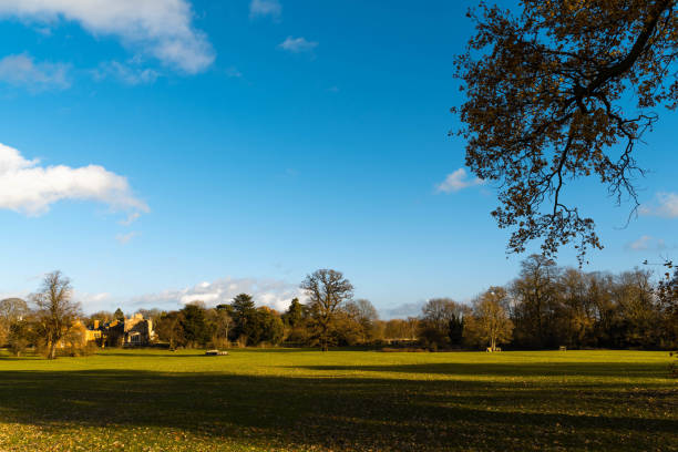 Delapre Park in Northampton, England, Green grass and blue sky play the main role.