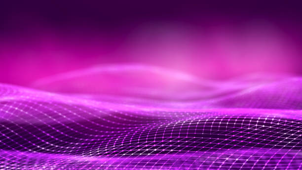 istock Beautiful curved wave on a dark background. Digital technology background. Musical color wave background. 3D 1440556699