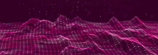 istock Beautiful curved wave on a dark background. Digital technology background. Musical color wave background. 3D 1440556782