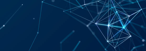 istock Structure of connected lines and dots. Wireframe polygonal elements on a dark background. Science and technology. 3d 1440556976