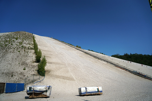 A low angle view of the skiing trail in Monte Kaolino during summer