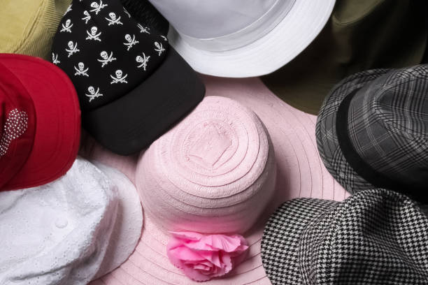 istock Different types of hats and caps on sale 1440559931