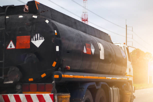 istock Trucks transporting dangerous chemical on the road 1440560835