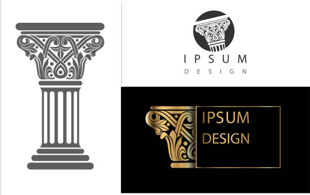 шаблон логотипа бренда с заглавной колонкой - corinthian column stock illustrations