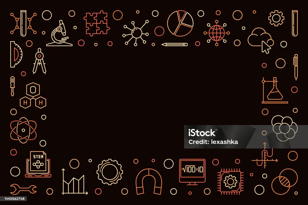 Photo Frame Computer Science Stem Science And Math Horizontal Colored Vector Frame Stock ...