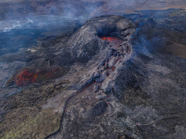 istock Volcanic crater on Iceland with lava chasm 1440563055