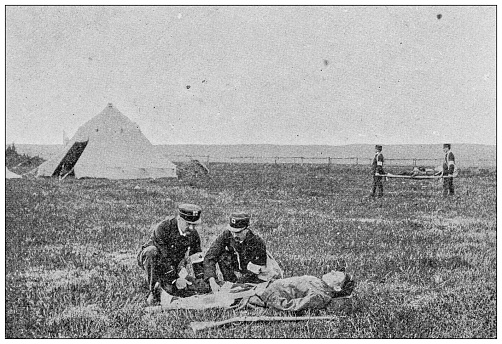 Antique image: Red cross training practice exercise
