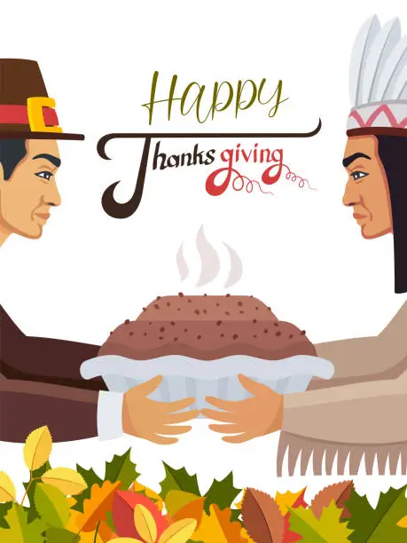 Vector illustration of Thanksgiving day celebration. Happy Thanksgiving.