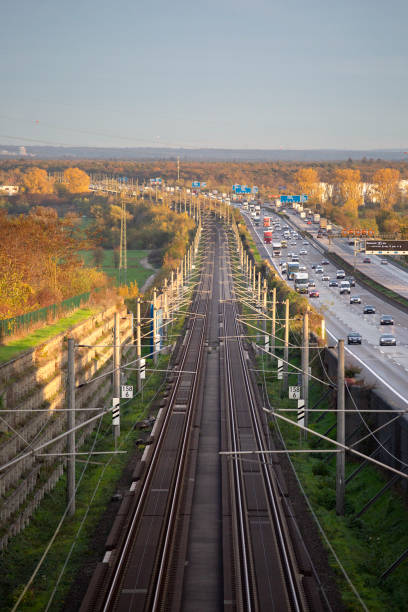istock Highway and ICE highspeed train railroad tracks 1440569311