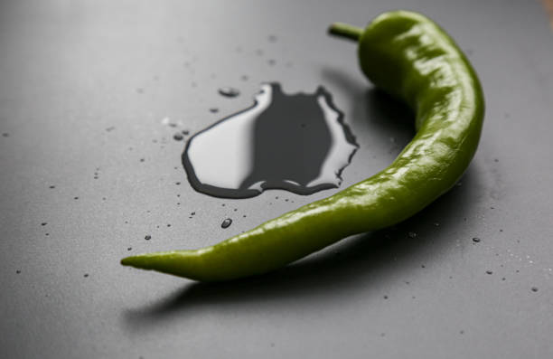 Red bell pepper in water. design element