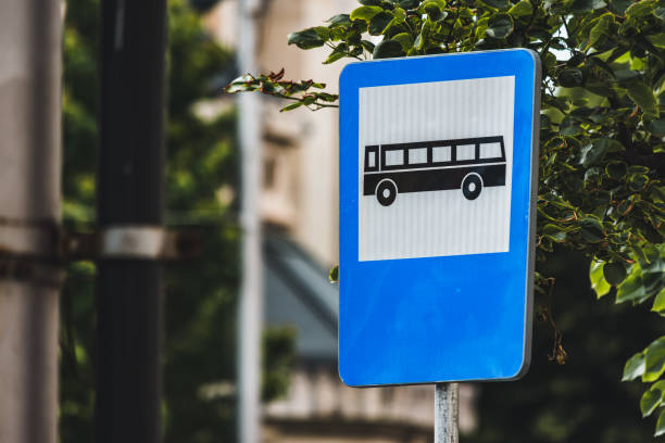 istock Bus stop sign outdoor 1440570560