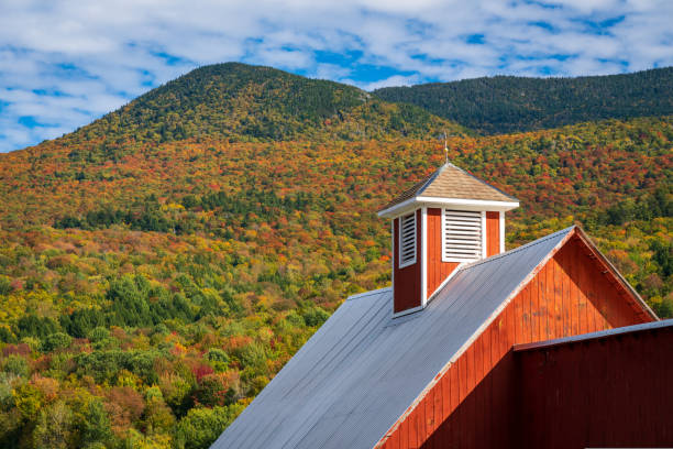 Grandview Farm barn with fall colors in Vermont