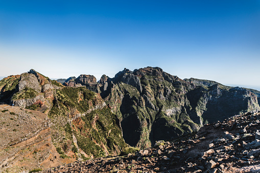 Beautiful view of the Madeira mountain landscape on a sunny day..