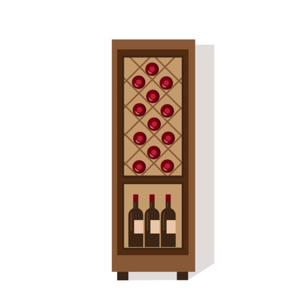 szafka na wino. ilustracja wektorowa izolowana na białym tle. - wine cellar wine rack rack stock illustrations