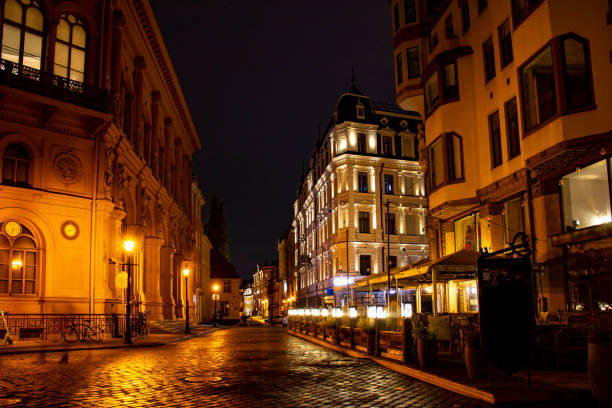 istock Autumn night street in Old Riga, Latvia 1440581638