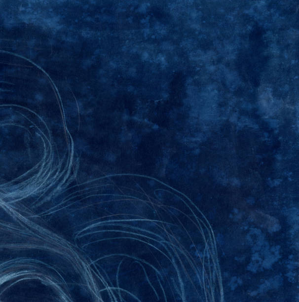 istock Abstract winter landscape type, spray blue watercolor and white pencil. . For background 1440583972
