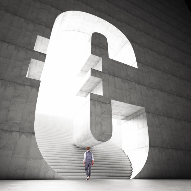 istock CGI Man Entering Euro Shaped Room with Stairs 1440586408