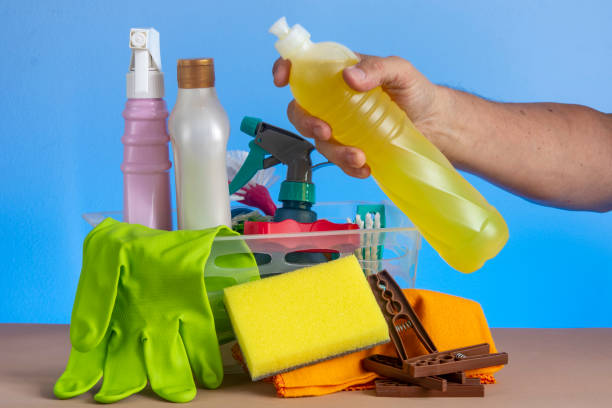 istock basket with cleaning products for home hygiene use 1440587491